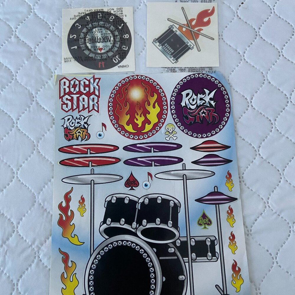 Rock Star Drums Stickers and Temporary tattoos